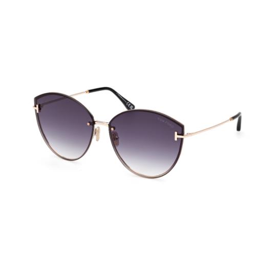 Tom Ford FT1106 28B Shiny Rose Gold /gradient Smoke Cat Eye Women Sunglasses