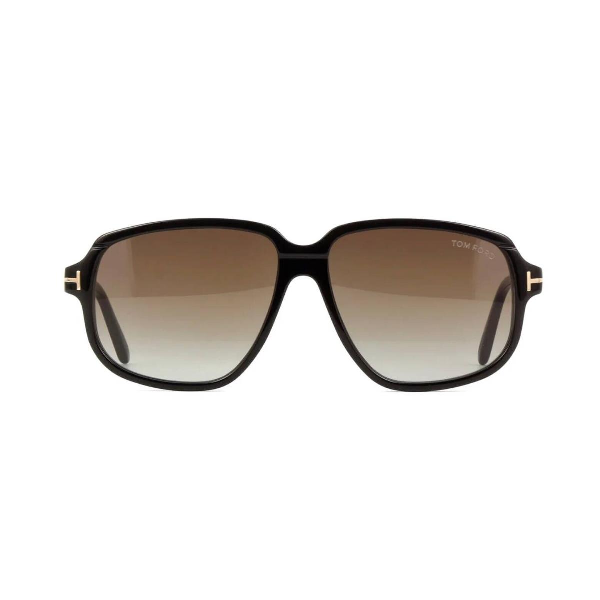 Tom Ford Anton FT 1024 Shiny Black/grey Brown Shaded 01B Sunglasses