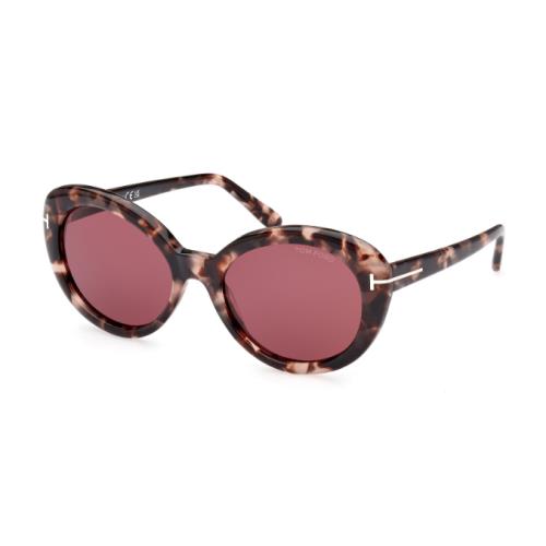 Tom Ford Lily 02 FT1009 55Y Coloured Havana/violet Cat Eye Women`s Sunglasses