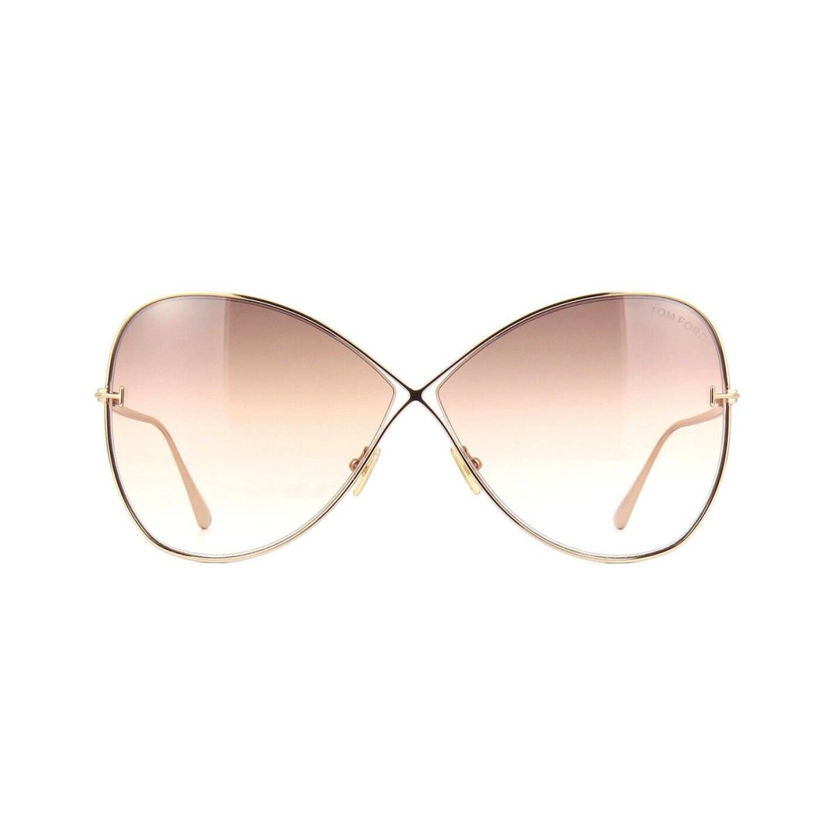 Tom Ford Nickie FT 0842 Shiny Rose Gold/brown Shaded 28F Sunglasses