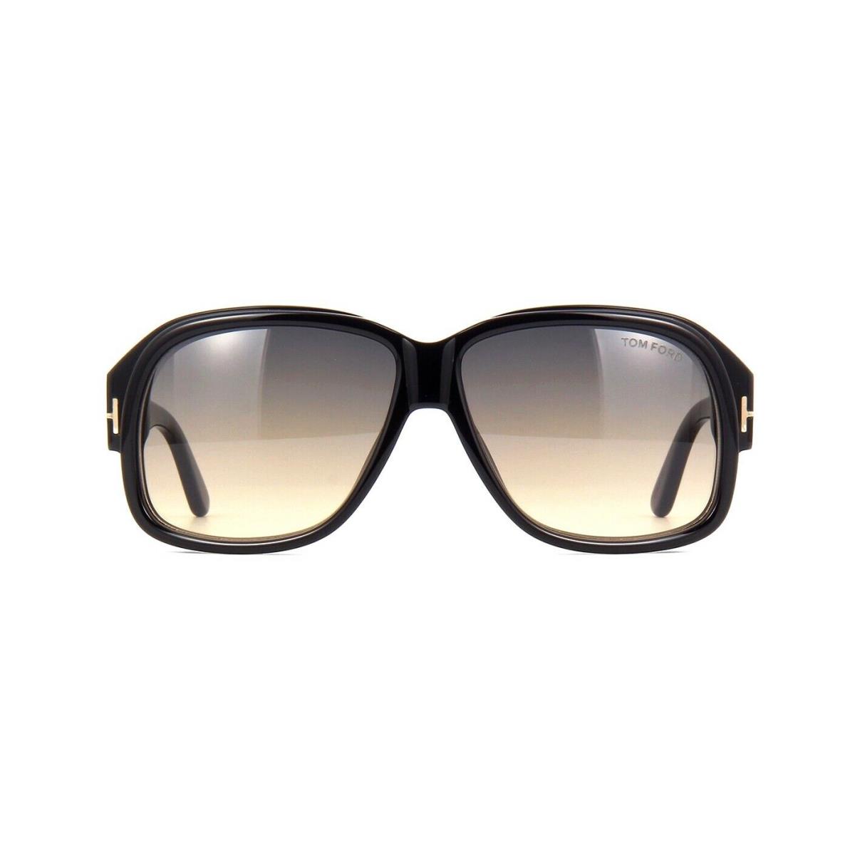 Tom Ford Lyle FT 0837 Shiny Black/grey Brown Shaded 01B Sunglasses