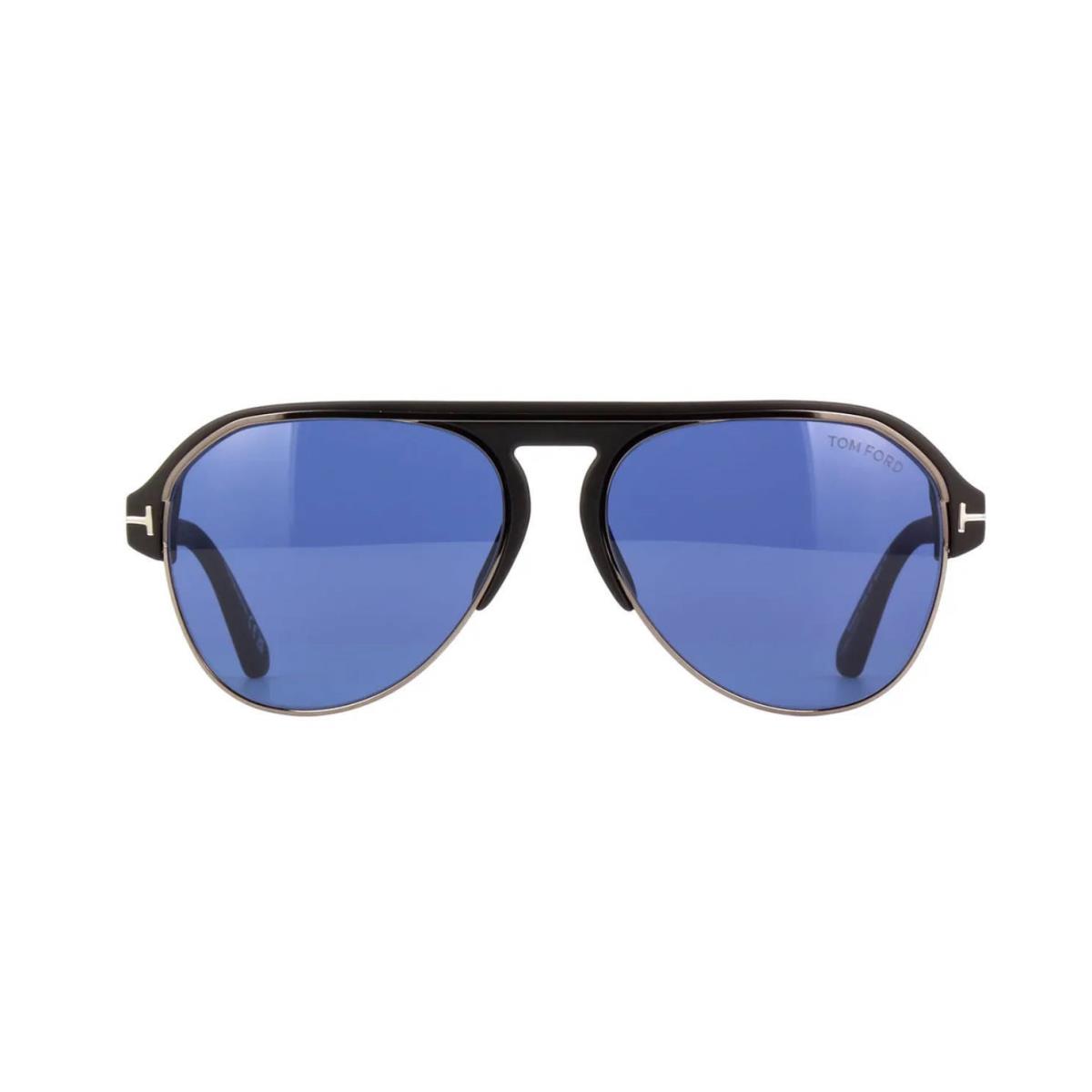 Tom Ford Marshall FT 0929 Matte Black and Ruthenium/blue 02V Sunglasses