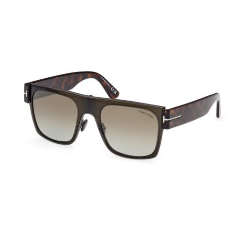 Tom Ford Edwin FT1073 51G Dark Green/blonde Havana Brown Square Men`s Sunglasses