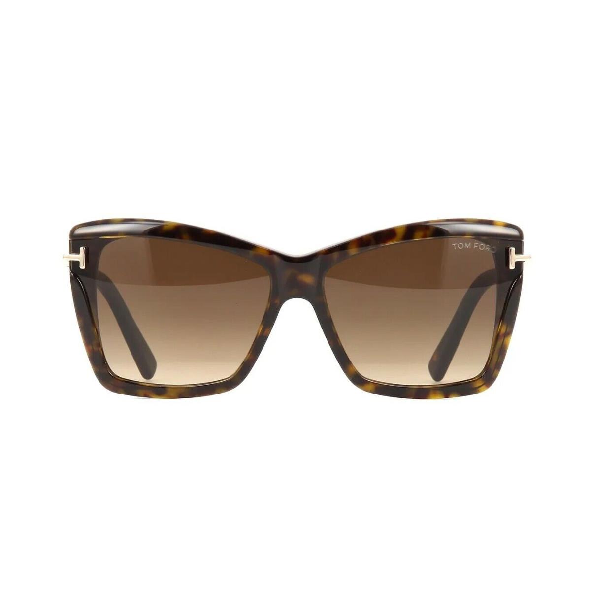 Tom Ford Leah FT 0849 Dark Havana/brown Shaded 52F Sunglasses - Frame: Dark Havana, Lens: Brown Shaded
