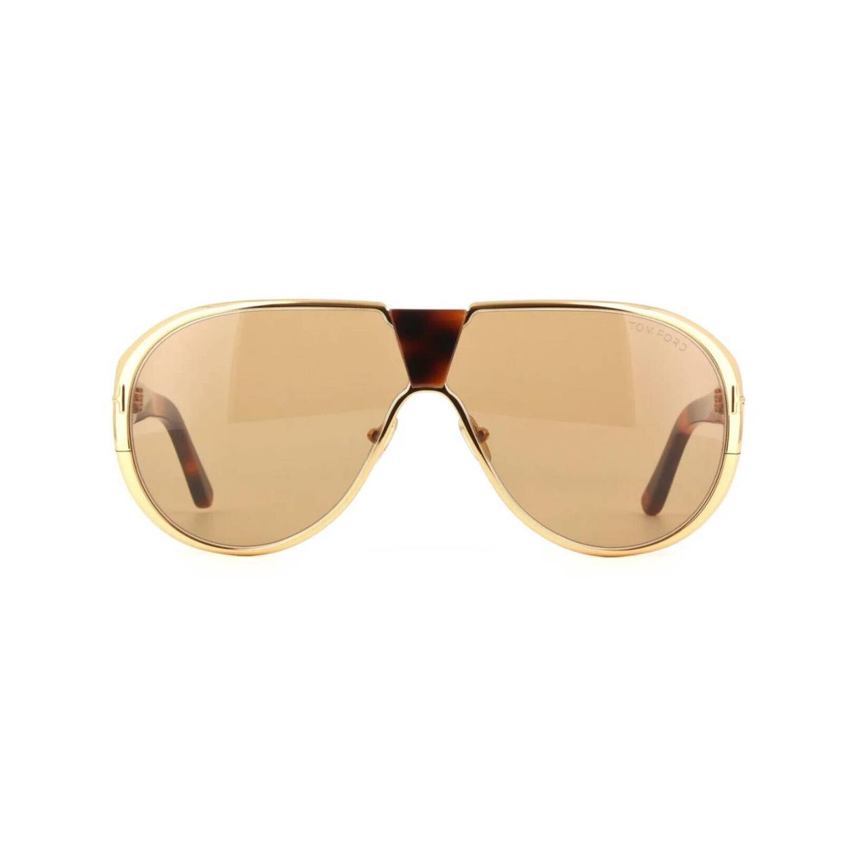 Tom Ford Vincenzo FT 1072 Shiny Gold and Dark Havana/brown 30E Sunglasses