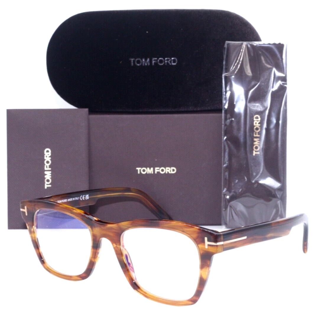 Tom Ford TF 5886-B 047 Light Brown Horn Frames Eyeglasses 52-20