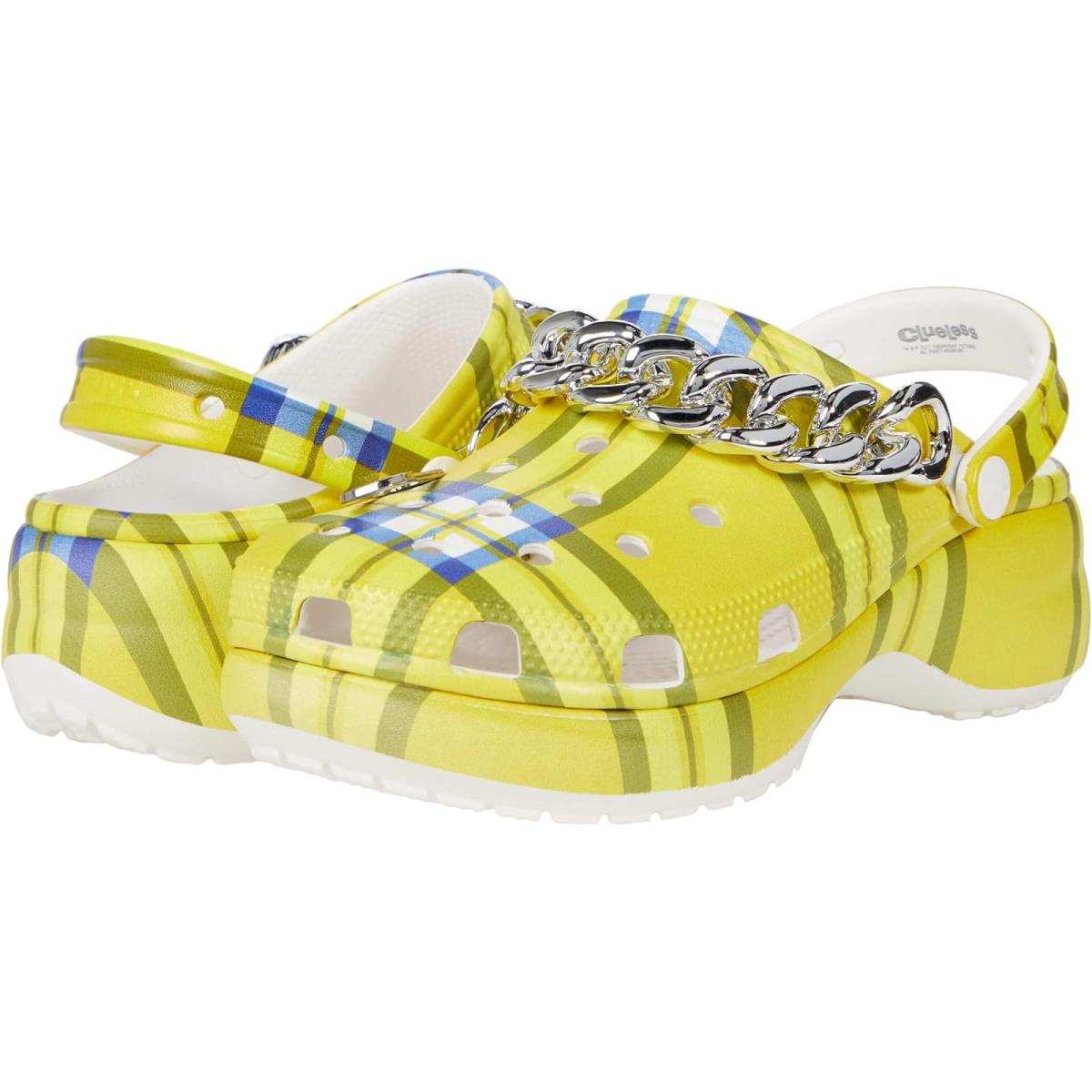 Woman`s Clogs Crocs Yellow Plaid Perfection, Duh