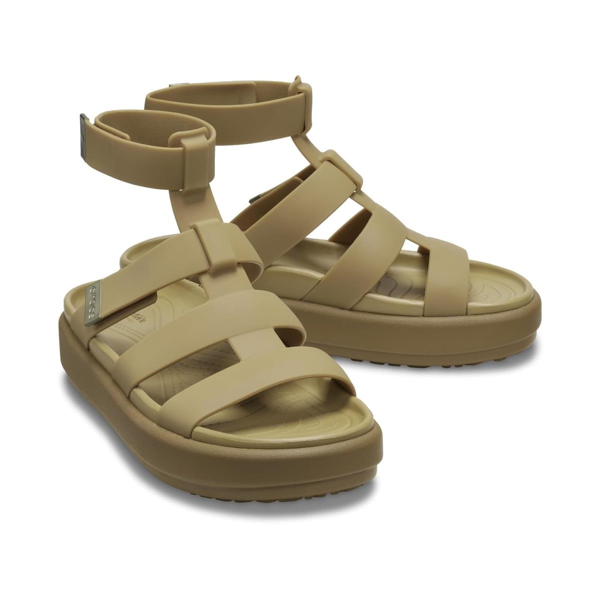 Woman`s Sandals Crocs Brooklyn Luxe Gladiator Tan/Tan