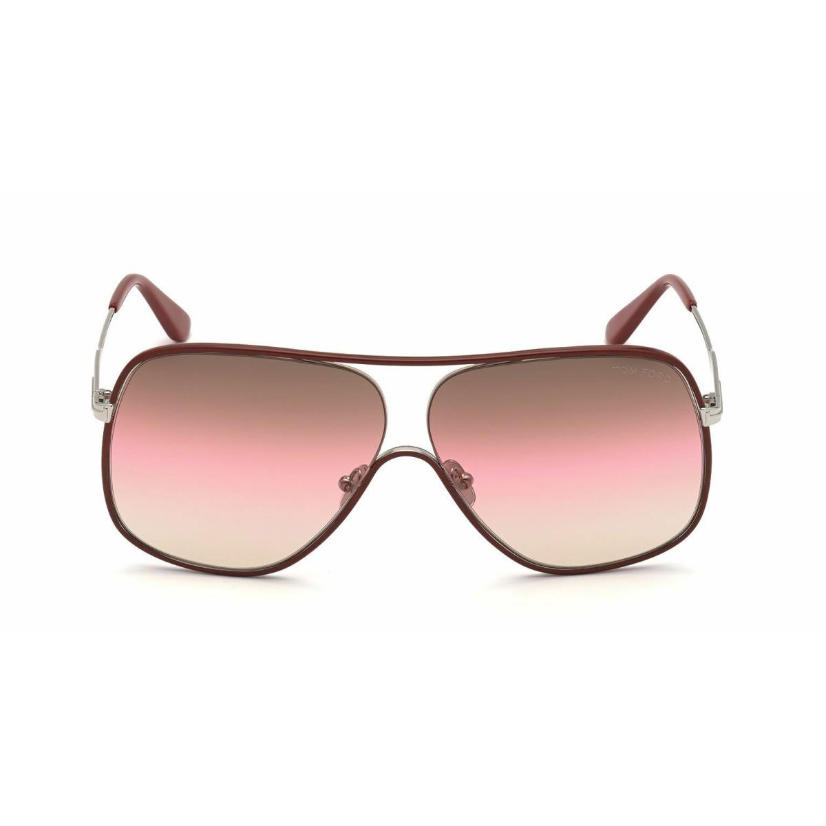 Tom Ford Brady FT 0841 Red Silver/brown Pink Shaded 16F Sunglasses