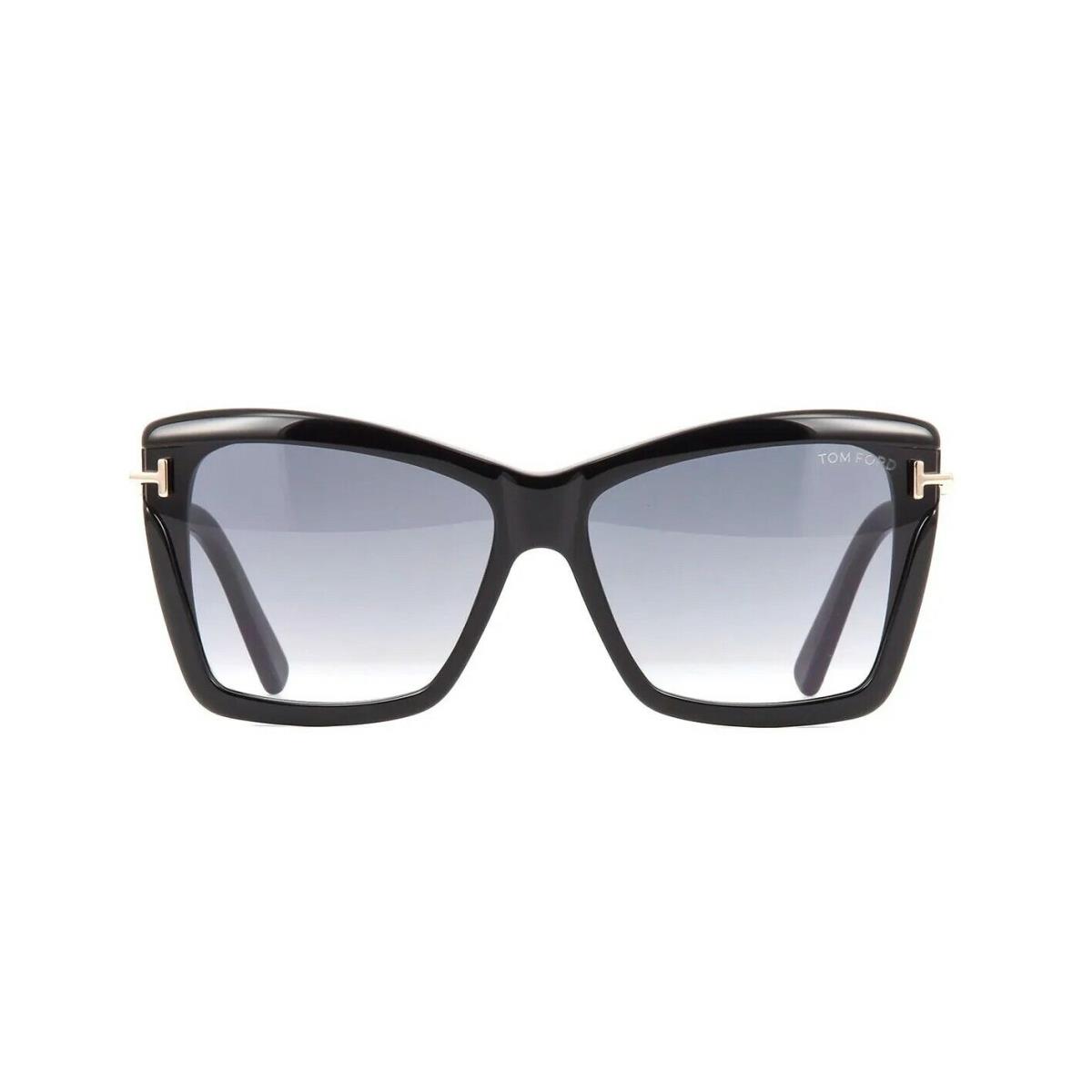 Tom Ford Leah FT 0849 Shiny Black/grey Shaded 01B Sunglasses - Frame: Shiny Black, Lens: Grey Shaded