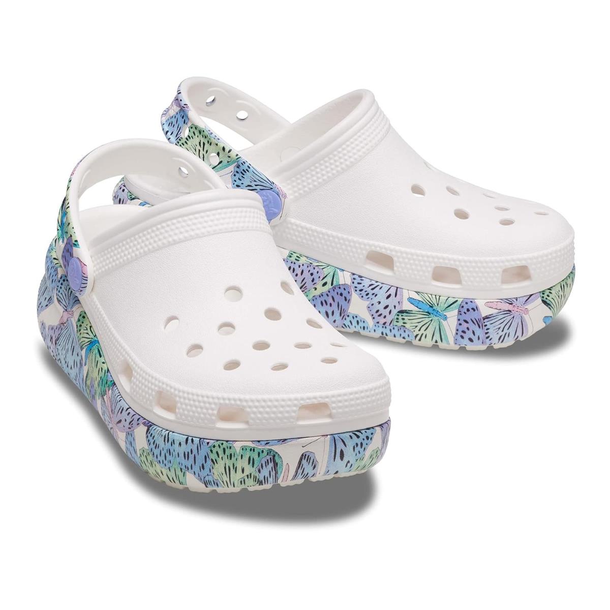 Unisex Clogs Crocs Classic Crush Clog - White/Multi Butterfly