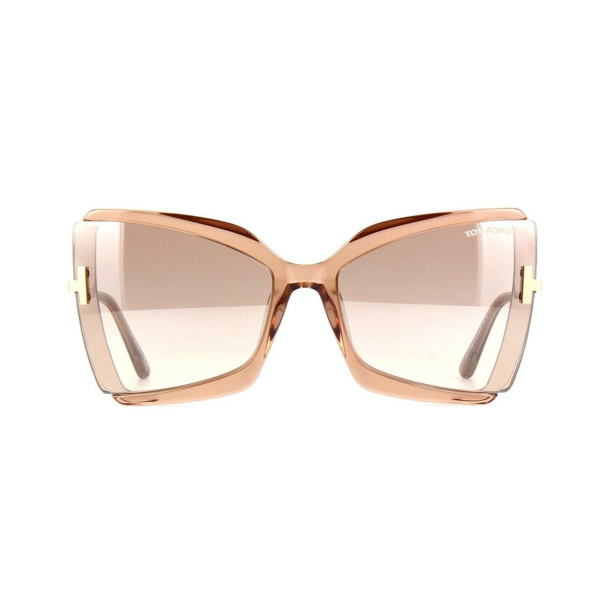 Tom Ford Gia FT 0766 Transparent Beige/light Beige Mirrored 57G Sunglasses