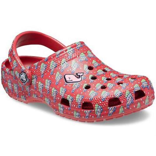 Unisex Clogs Crocs Classic Vineyard Vines Holiday Clog - White/Red