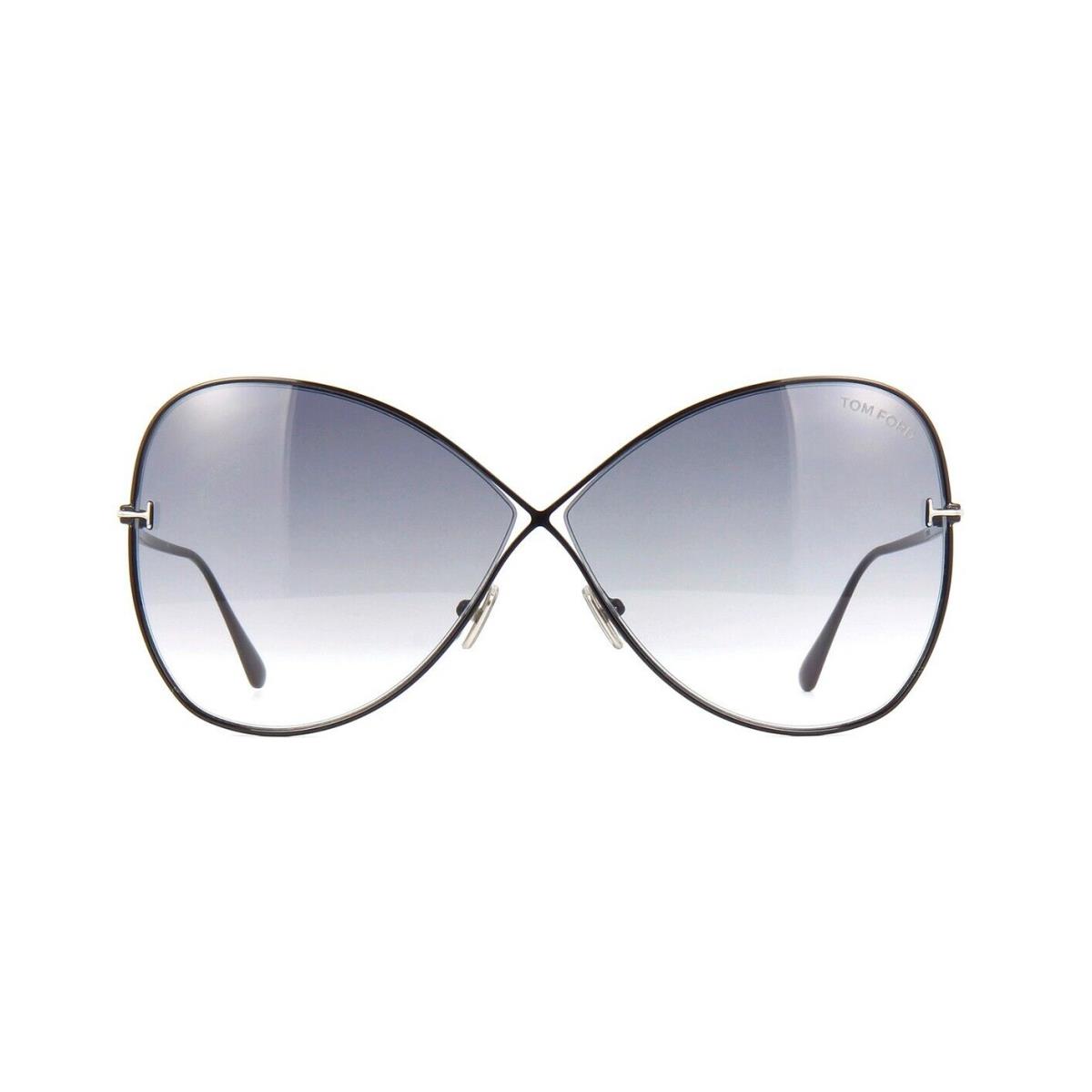 Tom Ford Nickie FT 0842 Shiny Black/blue Grey Shaded 01B Sunglasses