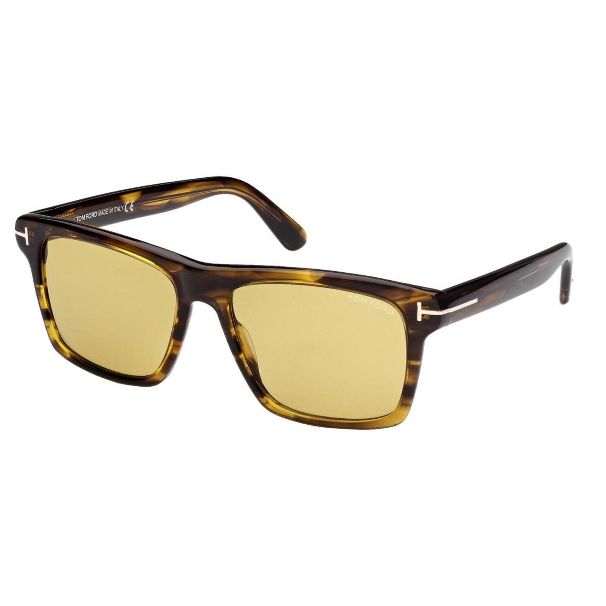 Tom Ford BUCKEY-02 FT 0906 Striped Havana/light Brown Yellow 55E Sunglasses