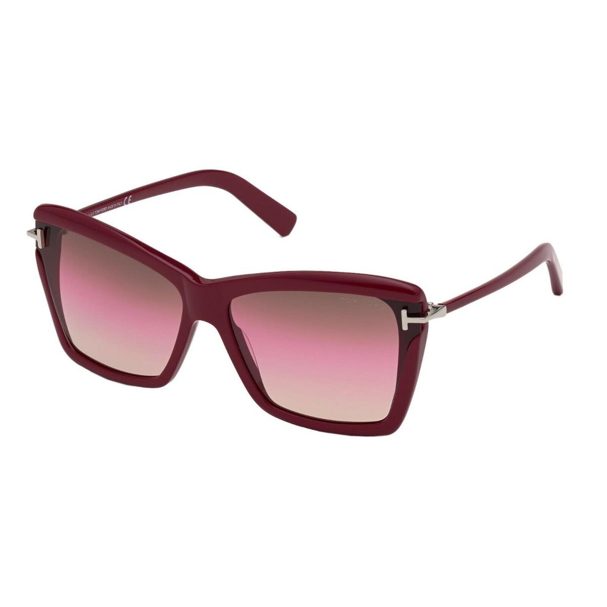 Tom Ford Leah FT 0849 Shiny Burgundy/brown Rose Shaded 69F Sunglasses