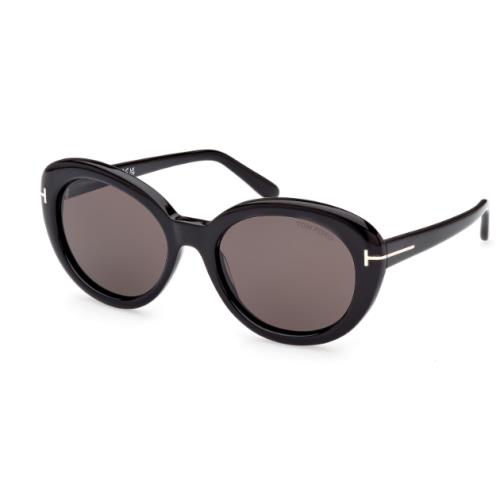 Tom Ford Lily 02 FT1009 01A Shiny Black/smoke Cat Eye Women`s Sunglasses