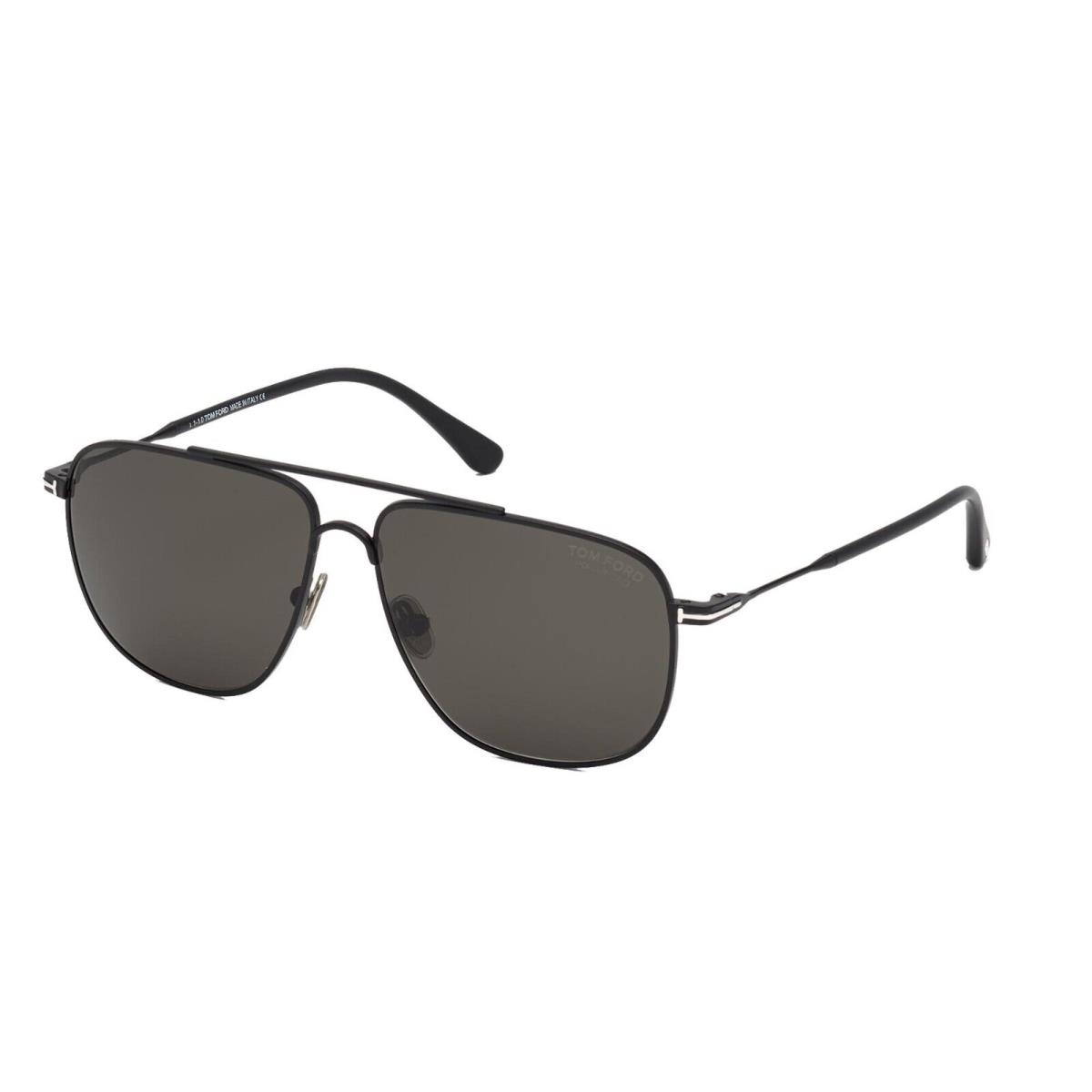 Tom Ford Len FT 0815 Matte Black/grey Brown Shaded Polarized 02D Sunglasses