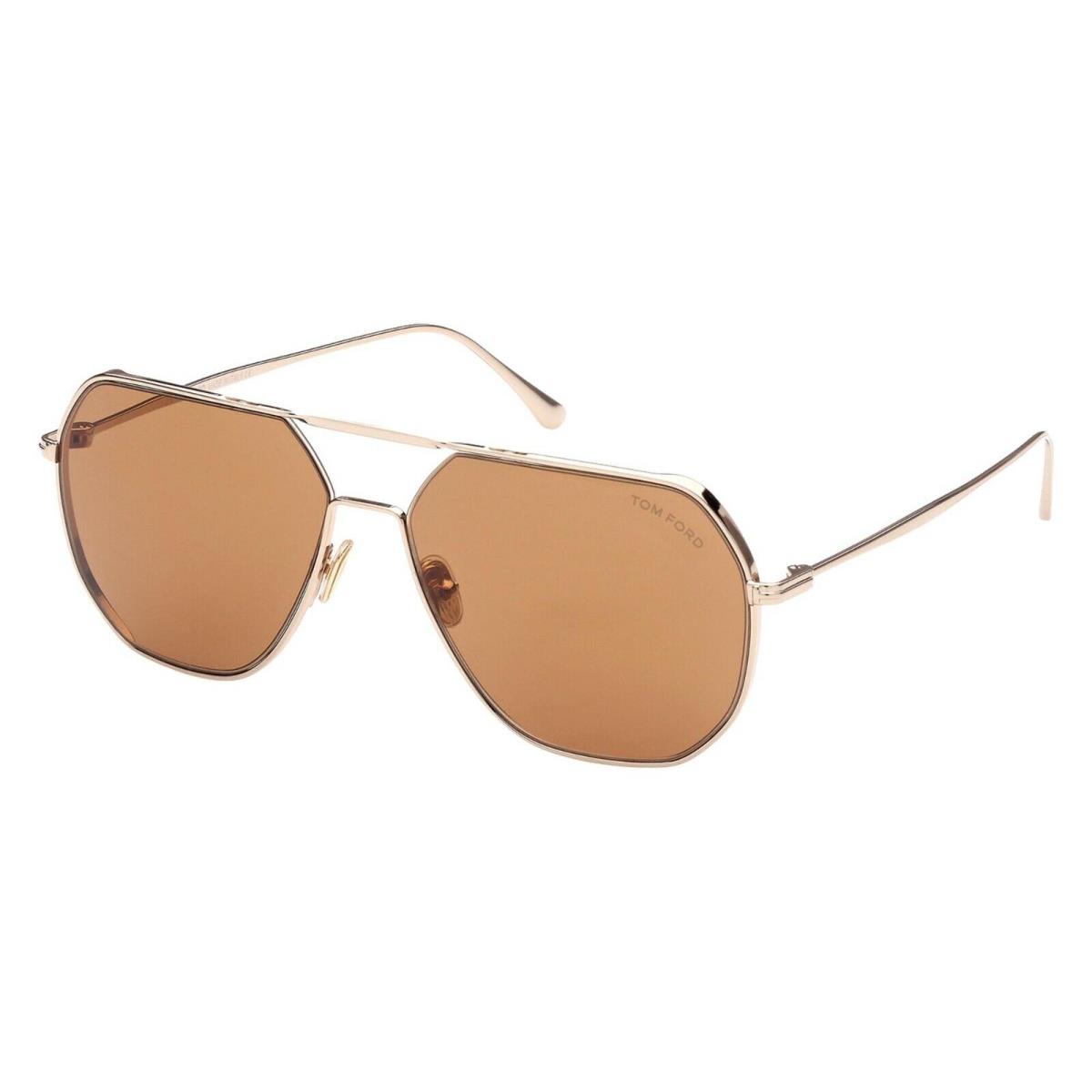 Tom Ford GILLES-02 FT 0852 Shiny Rose Gold/brown 28E Sunglasses