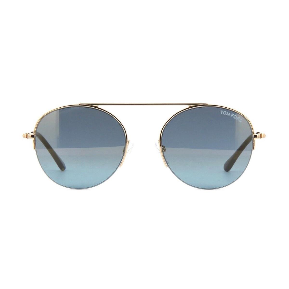 Tom Ford Finn FT 0668 Rose Gold/blue with Gold Gradient Flash 28X Sunglasses