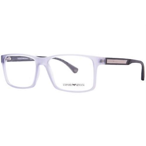 Emporio Armani EA3038 5012 Eyeglasses Men`s Matte Transparent Grey Full Rim 56mm