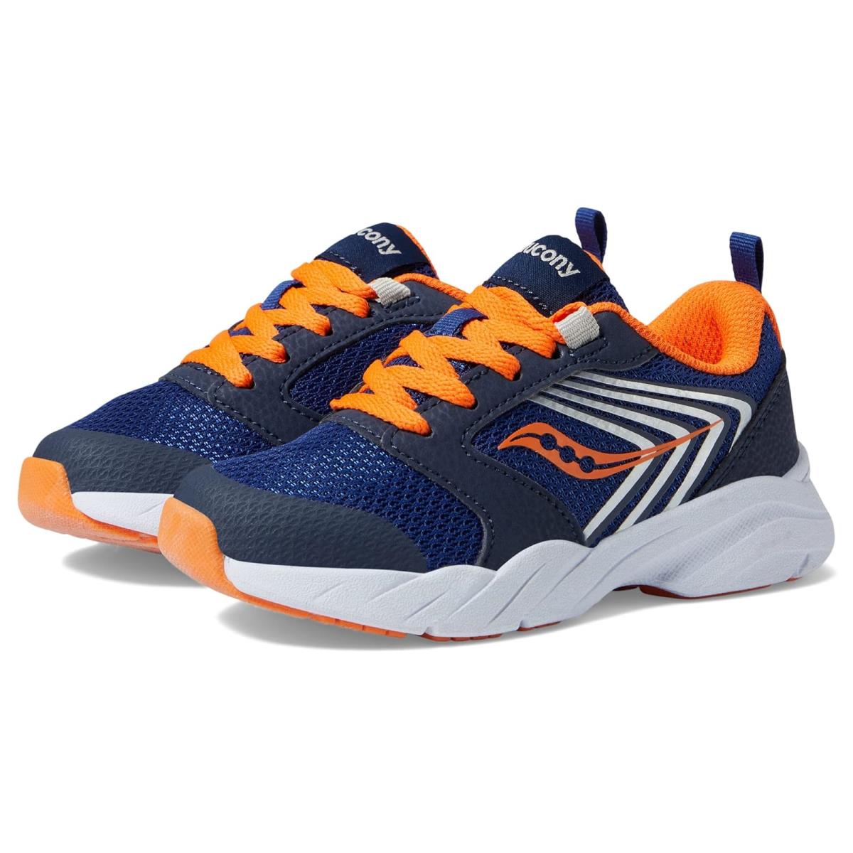 Boy`s Sneakers Athletic Shoes Saucony Kids Wind Fst Little Kid/big Kid Navy/Orange