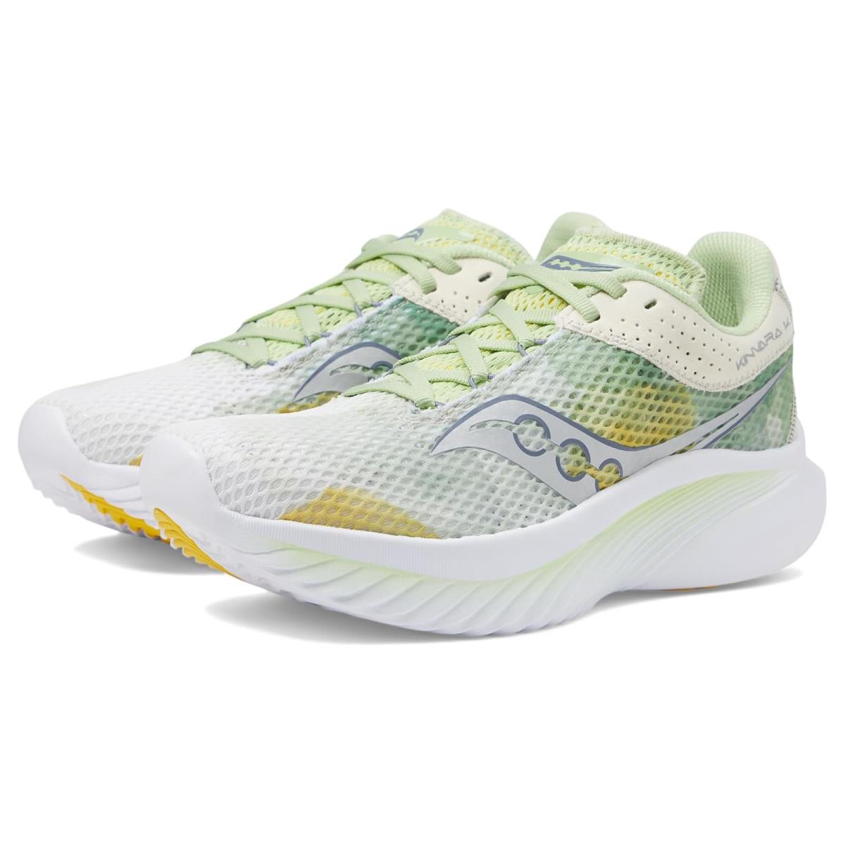 Woman`s Sneakers Athletic Shoes Saucony Women`s Kinvara 14 White/Fern