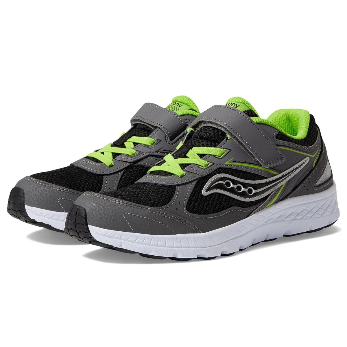 Boy`s Shoes Saucony Kids Cohesion 14 A/c Little Kid/big Kid - Grey/Black/Green