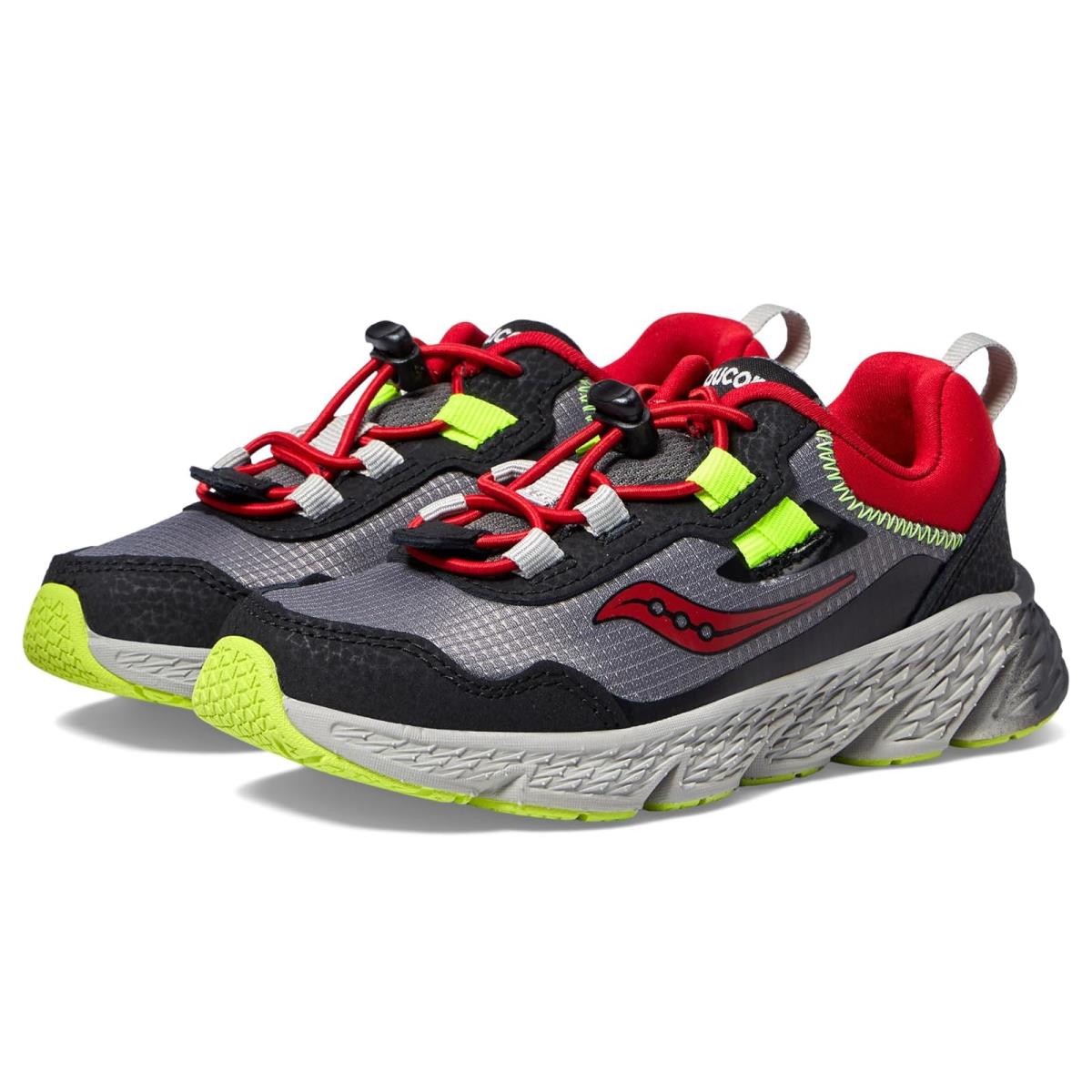 Unisex Shoes Saucony Kids Wind Shield 3.0 Little Kid/big Kid Grey/Red/Citron