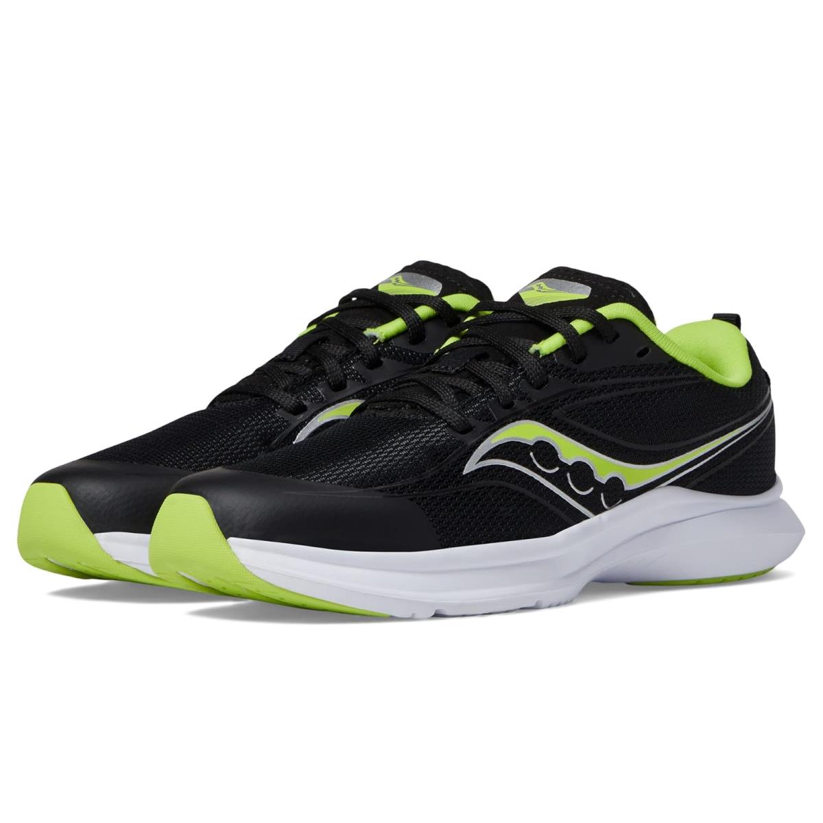 Boy`s Sneakers Athletic Shoes Saucony Kids Kinvara 13 Little Kid/big Kid Black/Lime