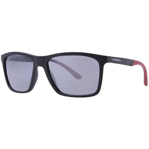 Emporio Armani EA4170 50426G Sunglasses Men`s Matte Black/light Grey Mirror 58mm