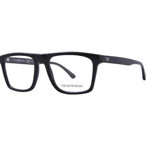 Emporio Armani EA3185 5875 Eyeglasses Men`s Black Full Rim Rectangle Shape 54mm