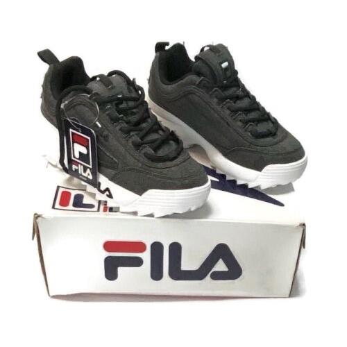 Filas Disruptor II Denim Black White Youth Sneakers Size 3 A15