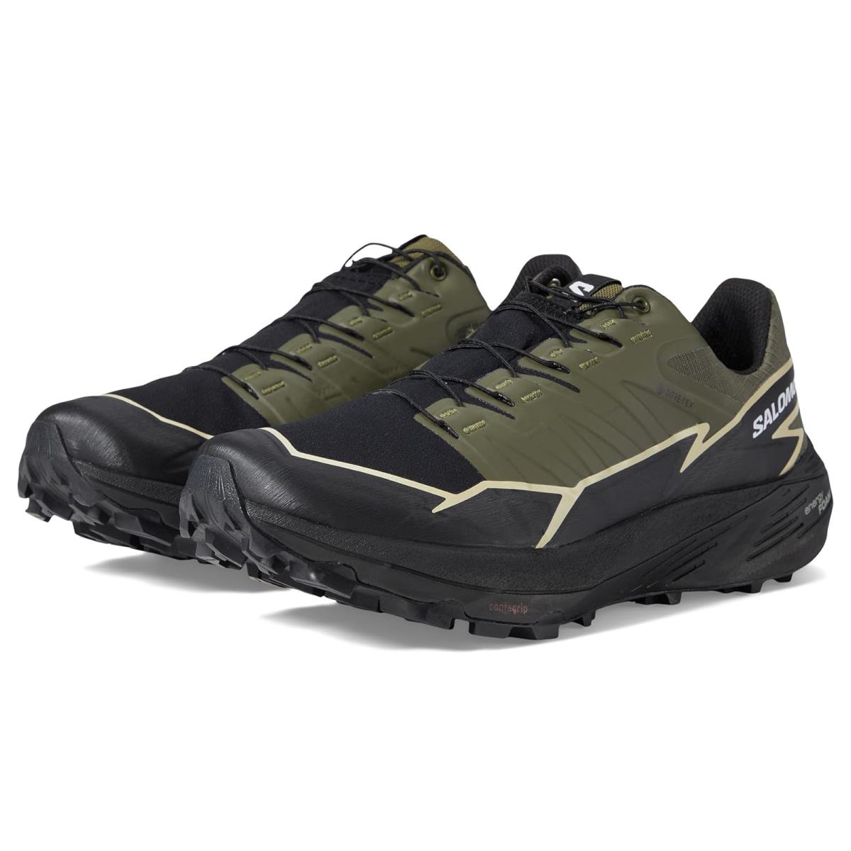 Man`s Sneakers Athletic Shoes Salomon Thundercross Gore-tex Olive Night/Black/Alfalfa