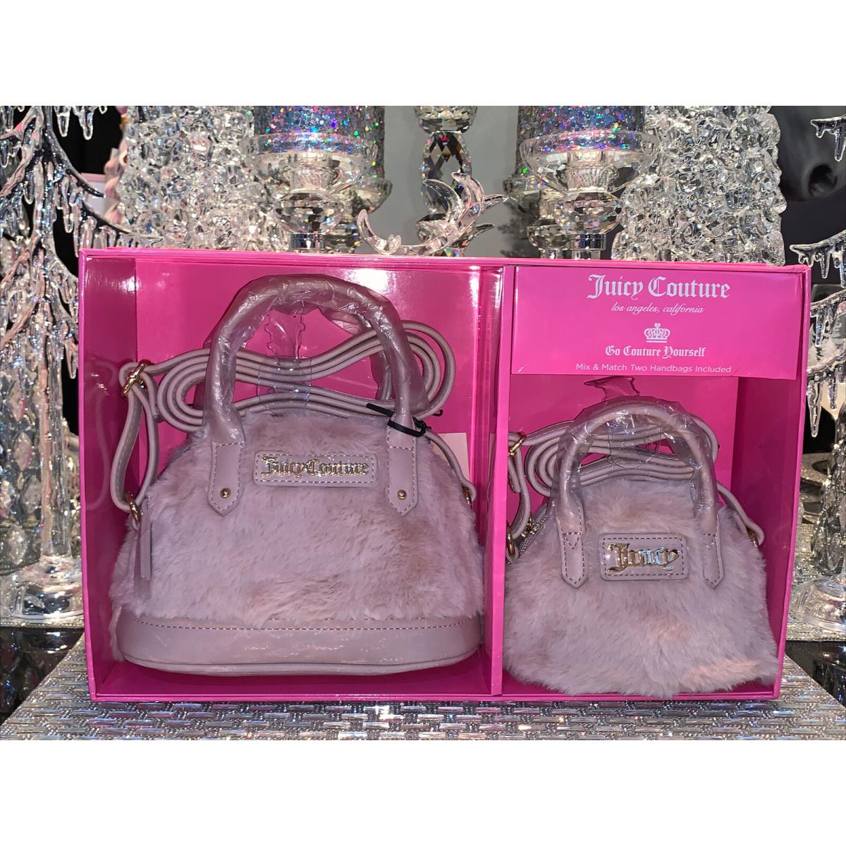 Juicy Couture 1JCCE3JC-DB Dustyblush Two PC Bowler Set Fur Bag