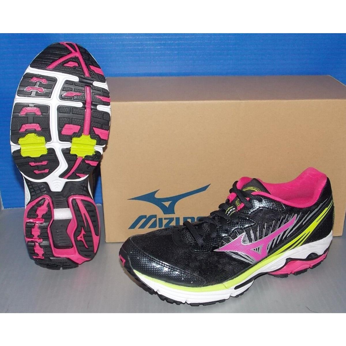 Womens Mizuno Wave Rider 16 in Colors Black / Rose / Lime Size 6