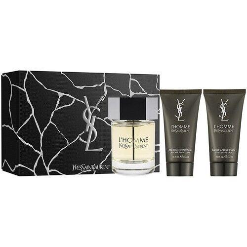 Yves Saint Laurent Ysl L`homme 3PC Gift Set - 3.4OZ Edt + 1.7OZ Shower Gel + 1.7OZ Aftershave Balm