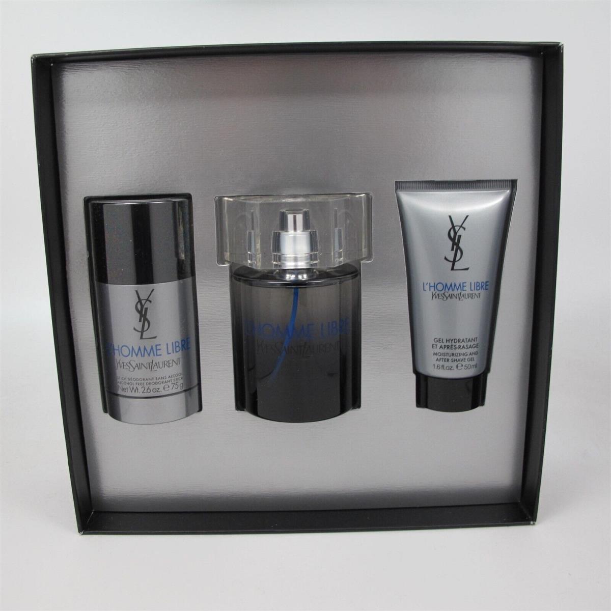 Yves Saint Laurent L`homme Libre by Ysl 3 Pcs: 3.3 oz Edt Spray 1.6 oz A/s Gel Deo Stick 2012