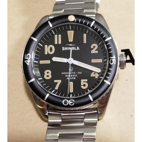 Shinola The Duck Watch Set with 42mm Black Face Silver Bracelet