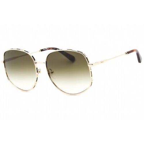 Salvatore Ferragamo SF277S 723 Sunglasses Gold Tortoise Frame Green Gradient