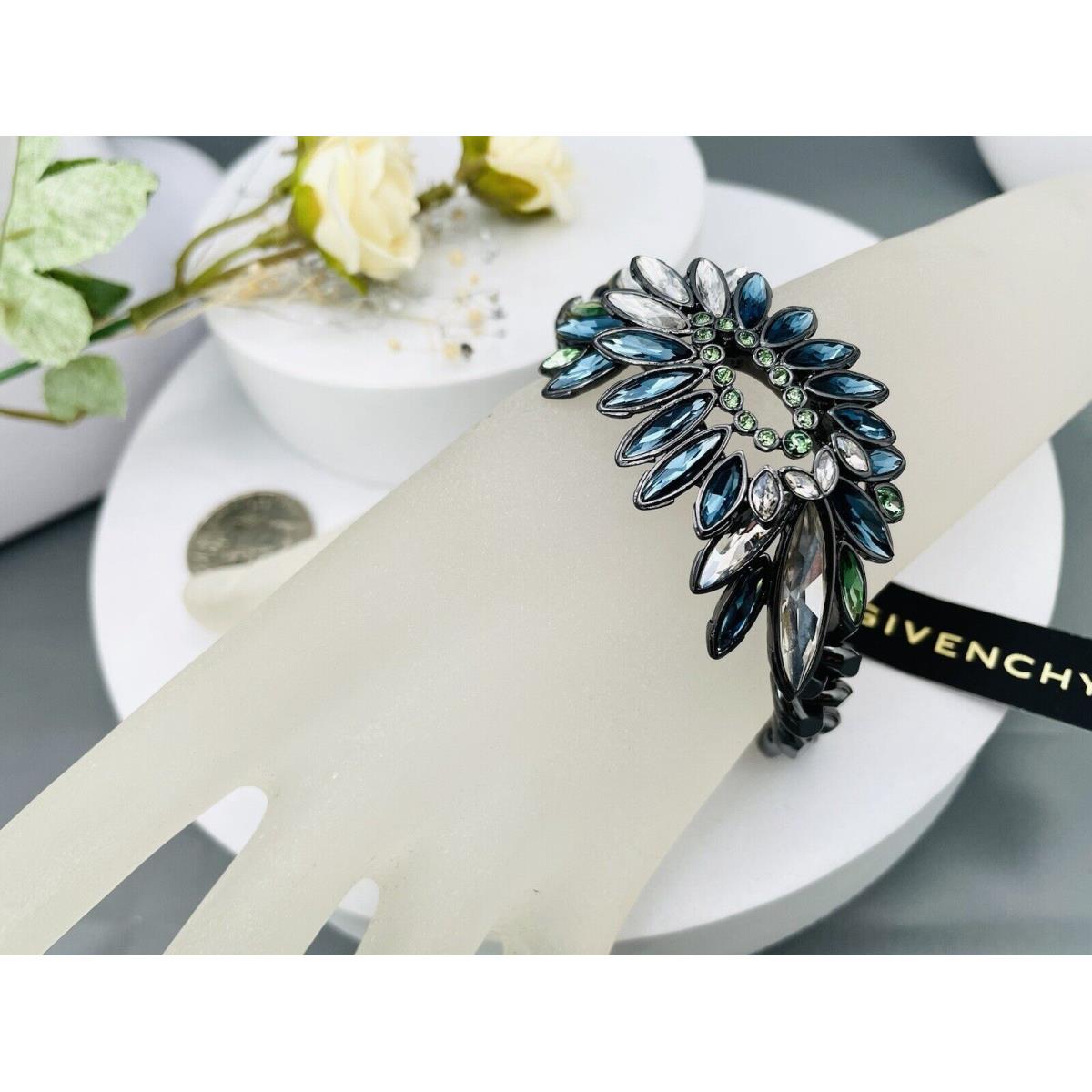 Givenchy Vintage Blue-multi Firework Crystal Cuff Bangle Bracelet High Style 625