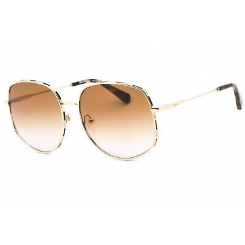 Salvatore Ferragamo SF277S 741 Sunglasses Gold Tortoise Frame Brown Gradient