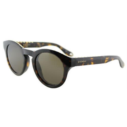 Givenchy GV 7007 086 Studed Havana Round Sunglasses Grey Gradient Lens