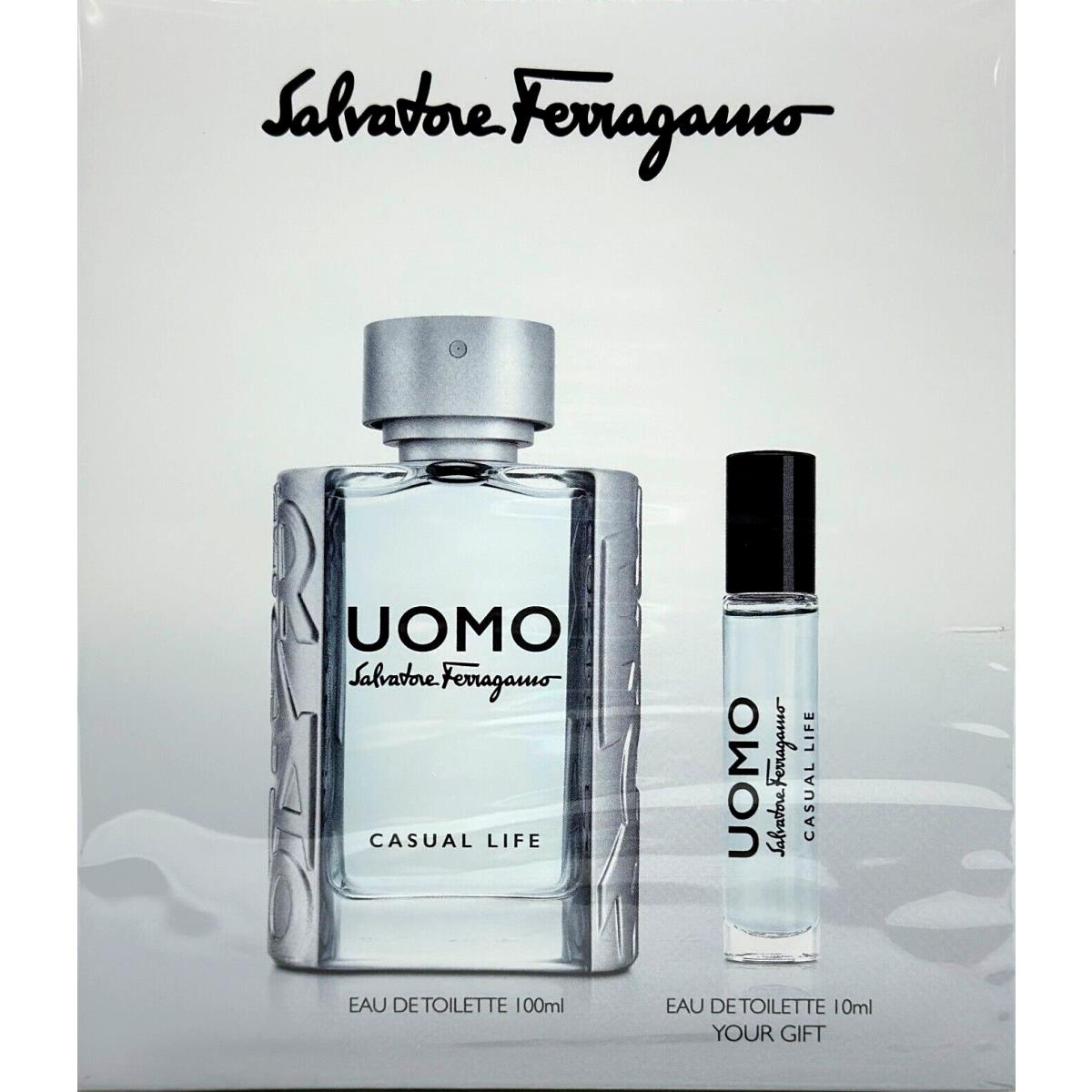 Salvatore Ferragamo Uomo Casual Life 2 Pcs Set Men Edt 3.4 Oz and Travel Size