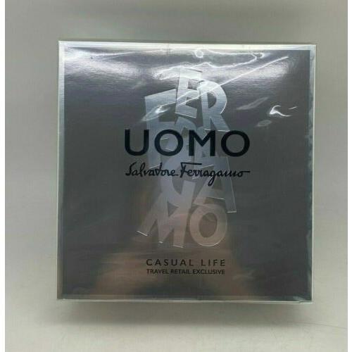 Uomo Salvatore Ferragamo Casual Life Eau DE Toilette 3.3oz +edt 0.33oz Mini -nib