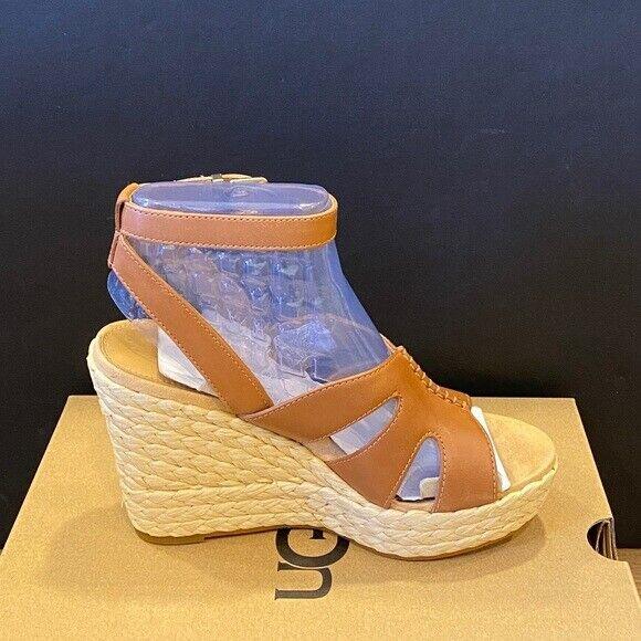 Ugg Careena Chestnut Espadrille Wedges Sandals Shoes Heels Pumps 11