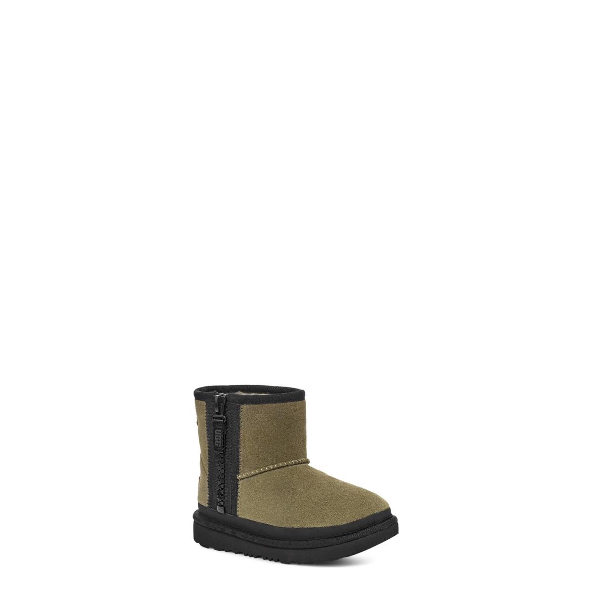 Boy`s Boots Ugg Kids Classic Mini Zipper Tape Logo Little Kid/big Kid Burnt Olive