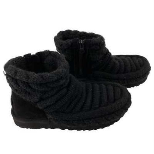 Ugg Black Classic Mini Chunky Knit Ankle Boots Without Tags