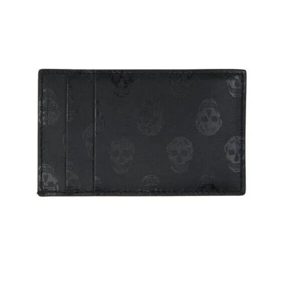 Alexander Mcqueen Black Skull Print Slim Card Hold