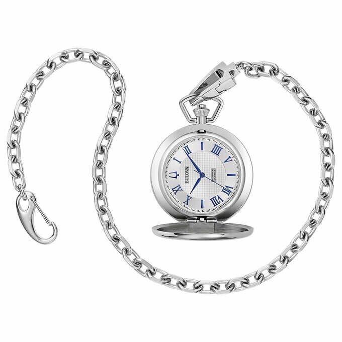 Bulova Classic Stainless Steel Automatic Pocket Watch 96A309